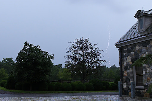 During the storm, Betsy stayed with the animals in the stable and took this shot of a rather impressive lightning bolt, which looks a bit too close for comfort.