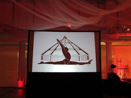 A projection of the Iyengar Yoga logo - It was a very well planned event masterminded by James Murphy, Association Director of IYAGNY and my instructor.