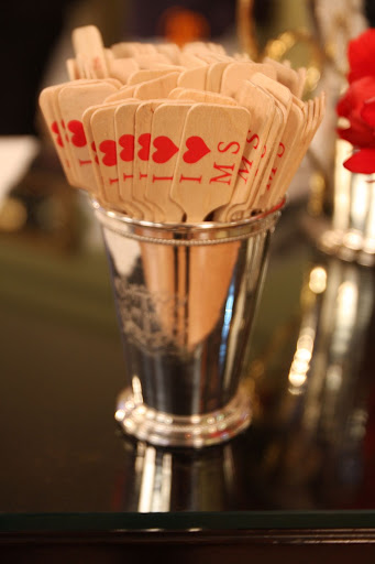 An inexpensive way to add a personal touch to the bar is with personalized stirrers.