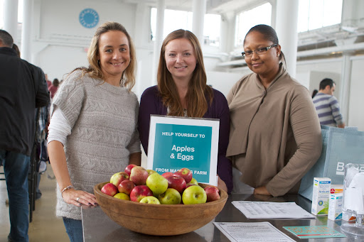 Tina Turriciano, Alanna Goslin and Anne Villain welcomed all the wellness-goers to the event. I offered everyone lots of fresh apples and eggs from my farm.