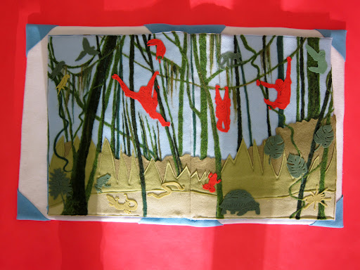 Scene 3 - The jungle scene combines habitats from two parts of the world—rainforests on the islands of Borneo and Sumatra and also rainforests from Central and South America.