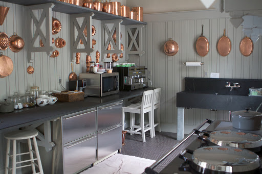 The group was very curious about the stable kitchen with its soapstone sink and countertops. This is where I display much of my copper collection.