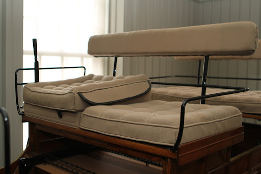 The driver's seat in carriages is almost always wedge-shaped. The added height raises the driver above the horses' backs so that he or she has a clear view of how the horses are behaving.