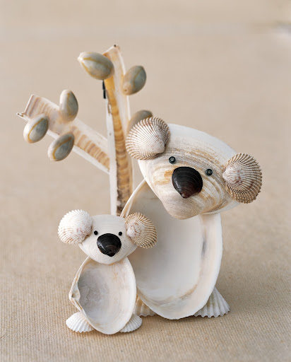 Shell Koalas: Save shells found along the shore during summer beach trips, then transform them into creatures of all kinds - turkeys, giraffes, poodles, and cute koalas.