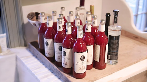 The excellent Hellfire Club Bloody Mary Mix came from event planner Bronson van Wyck. http://holidays.vanwyck.net/