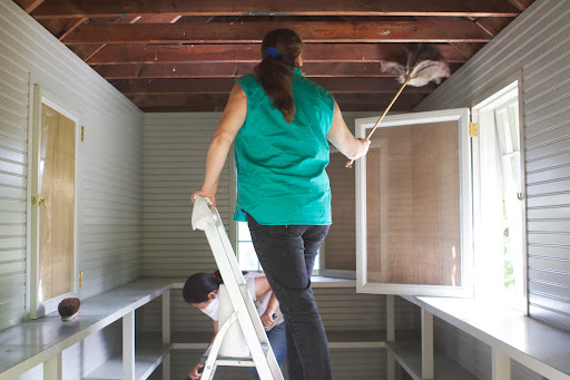 Sanu and Maria, another housekeeper, got busy and gave the dusty basket house a thorough cleaning.