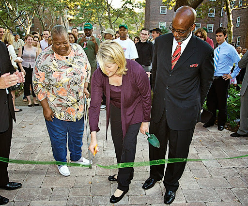 This is the ribbon cutting ceremony in the garden at the Martha Stewart Center for Living at Mount Sinai Hospital in New York City on October 9, 2007.