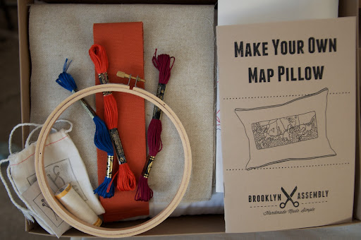 Althea Erickson of Park Slope, Brooklyn designs these handy little kits to stitch your own map!