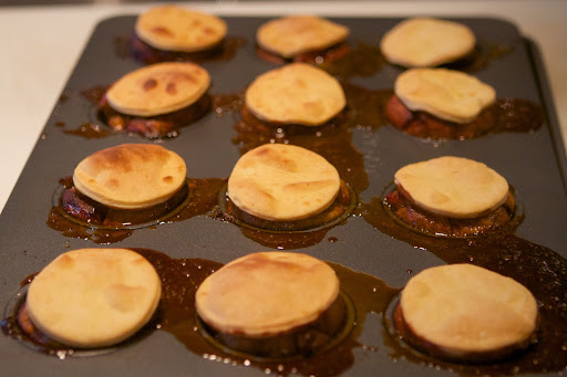 The pan was returned to the oven until the rounds baked to a golden brown.