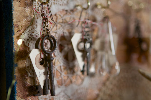 These earrings are fashioned from old skeleton keys.