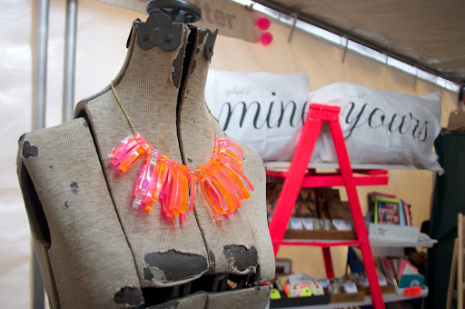 Aimée Schiwal of Hook & Matter in Boerum Hill, Brooklyn designs fabulous pieces of jewelry in laser-cut acrylic. http://hookandmatter.com/