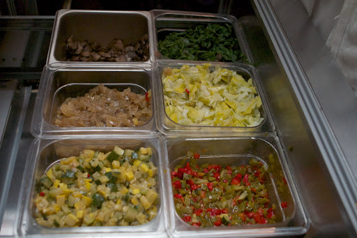 The savory ingredients drawer - All of these fillings are prepared by Bonnie's crew from the freshest ingredients.