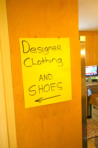 One section of the house was devoted to designer clothing and shoes.