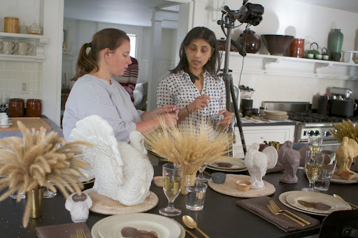 With the help of crafts editor Marcie McGoldrick (left), we devised a method for casting numerous turkeys from a material called PermaStone, a lightweight, durable cement.