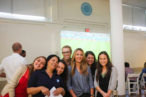 Members of our facilities and communications team gathered together. Gabriella Czarniak and Iolanda Burgos, on the left, are both Brazilian and therefore were following all of the World Cup games fervently! Photo credit: Vincent Tam