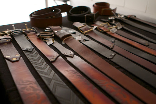 The leather has rich colors and its wonderful aroma permeated the booth.