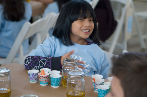 When their yoga session was over, the kids set out to create their very own salad dressing with the help of one of my food experts, Sara Carey.