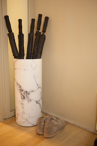 I used a decal to wrap an umbrella stand. Umbrellas were on hand if guests needed them. Fortunately, the weather was beautiful that evening.