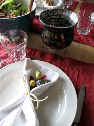 Nicolette Bertholet - My table setting–yes, complete with a Living recipe for farro salad with roasted grapes