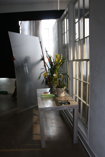 The set was constructed with a false wall and windows, producing an at home-like feeling.