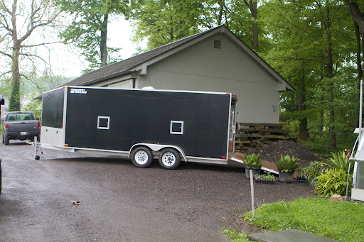 This is the enclosed trailer that we often use when moving plants and bulky objects. The drive from Bedford to Maine takes about eight hours.