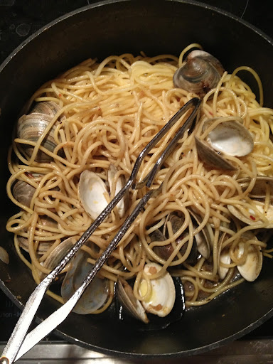Allison Donnelly's creation was buccatini with clams, parsley, garlic, olive oil, sea salt, and butter. She created this in Bethany Beach, DE over Memorial Day weekend. It was absolutely delicious and a huge hit at the dinner table.