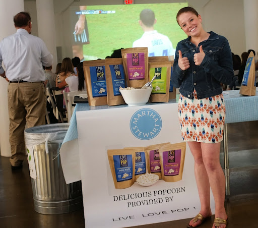 Because many of our employees followed the World Cup action, we projected the US - Germany game on June 26th. While the US did not win, everyone enjoyed the opportunity to watch the game together. Casey Brundage, Administrative Assistant, offered to help arrange some popcorn snacks. Her sister, Lauren Brundage, founded Live Love Pop, based in Texas, which sells a variety of flavored popcorn.