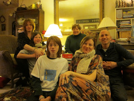 Sarah Erwin - Some of the family gathered for a gift exchange - Heather Ball, Olivia Ball, Braden Ball, Marilyn Erwin, Sarah Erwin, and Dominick DeGennaro