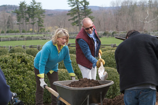 I told Matt to add more mulch to the wheelbarrow. Matt asked me if gardening was my only form of exercise.