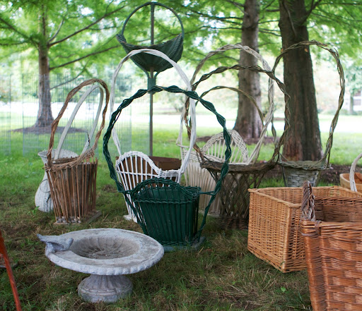 I also have a nice collection of flower arrangement baskets and I was happy to finally know where this cement bird bath has been.