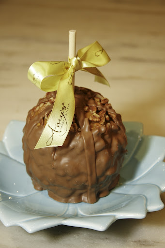 A Pecan Turtle with Belgian Milk Chocolate Caramel Apple