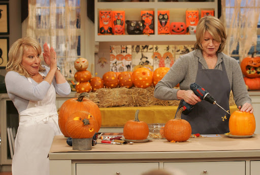 Bette Midler seemed a bit intimidated as I demonstrated how to turn pumpkins into amazing and frightening Halloween decorations.