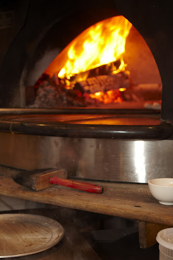 The wood-fired pizza oven