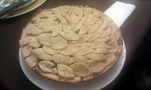 Judith Macias - I went upstate to my boyfriend’s house, and together with his family, we cut out leaf shapes to make this gorgeous apple pie!