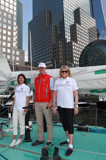 Here I am with Hannah Swett - Regatta Chair and Murray Fisher - NY Harbor School Founder and Program Director on board the 12-meter boat, Intrepid.