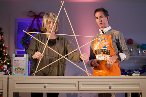 First, we arranged the dowels to form the star and then fastened it together using zip ties, which we found at The Home Depot.