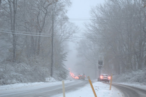 I had an appointment in New York City in the evening and this was the line of traffic slipping and sliding down Rt. 22 on the way to the highway.