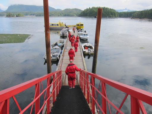 We were all given red jumpsuits to wear, protecting us from wind and water.