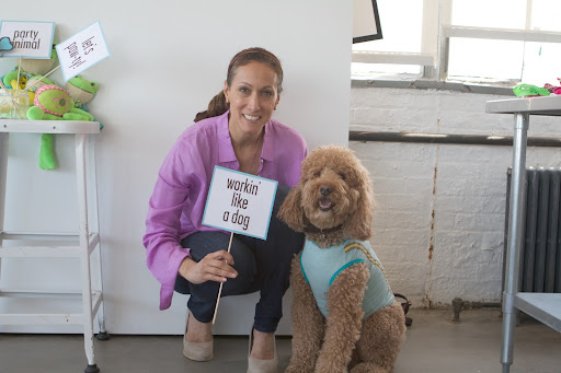 Claudia Shaum and Newman, wearing the Patched Tank with bow tie on the back. http://goo.gl/iQxlem