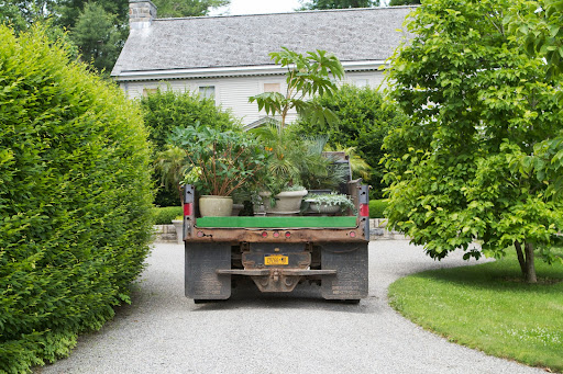 You may wonder how all of those heavy urns are set in place. It takes man-power and good transport, like this dump truck.