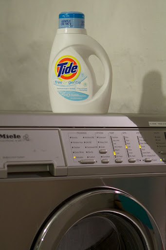 When we run out of Martha Stewart Clean Laundry Detergent, my go-to choice is Tide free & gentle, which is dye and perfume-free and gentle on skin.