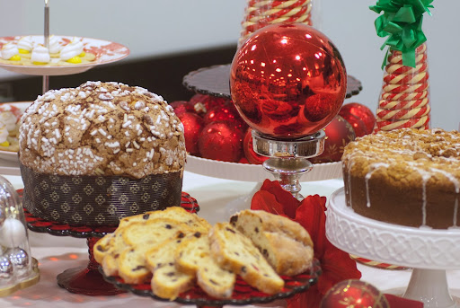 Off to the side, a beautiful table was set up full of baked goods and Hammond's candies, all displayed on our Martha Stewart Collection cake stands. Ornaments were propped upon our Mercury Glass candle holders.