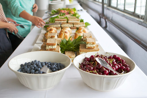 The luncheon, prepared by Chef Pierre Schaedelin, was fresh, colorful, and delicious. There were plump, juicy cherries and gorgeous blueberries from my bushes.