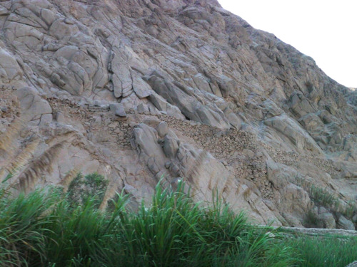 All over Peru, you can find remains of the Incan trail, as seen on this mountain.