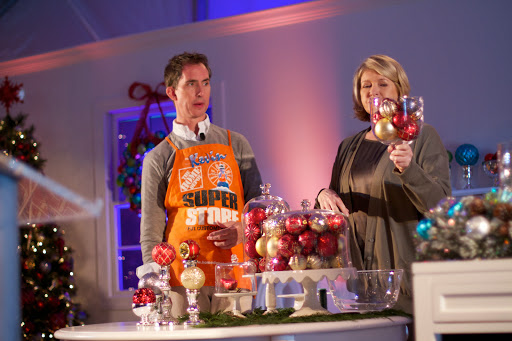 Some wondered how we got the ball ornaments into the Martha Stewart cake stands. Easy! Just hold the glass top upside-down and fill it with ornaments.