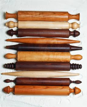Vermont Rolling Pins crafts handmade rolling pins from single blocks of solid cherry, maple, or walnut hardwood. Beautifully made, their craftsmanship makes them worthy of display, but they are even better to use.
