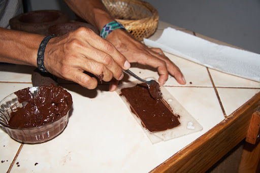 We also made our own chocolate bars. Megan added peanuts to hers and I added crushed coffee beans to mine.