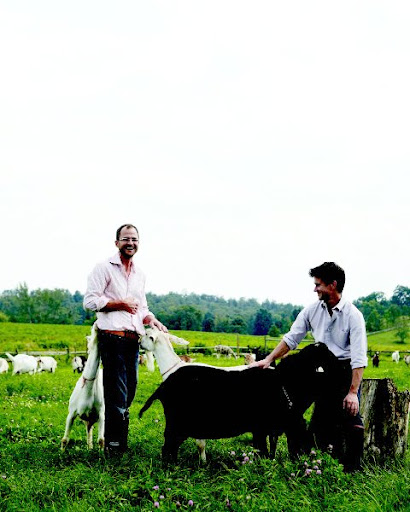 Here are Josh and Brent at their farm with some of their beloved goats. Photo courtesy of Beekman 1802