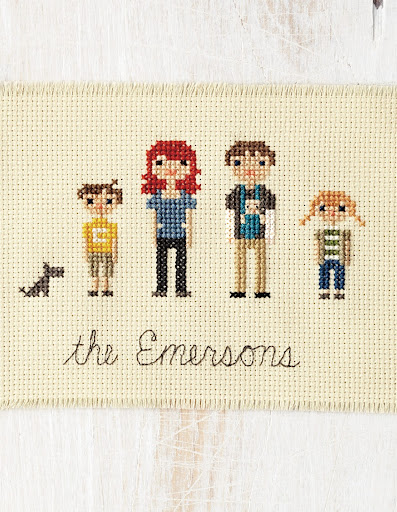 Cross Stitch Family: To begin, use graph paper to plan your portrait from head to toe, then thread a needle and start stitching. To capture someone’s personality in cross-stitch, extra details are key.