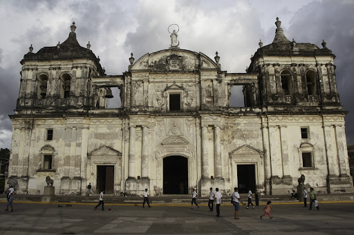 This is the Cathedral of León, also known as the Real e Insigne Basilica Catedral de León Nicaragua.